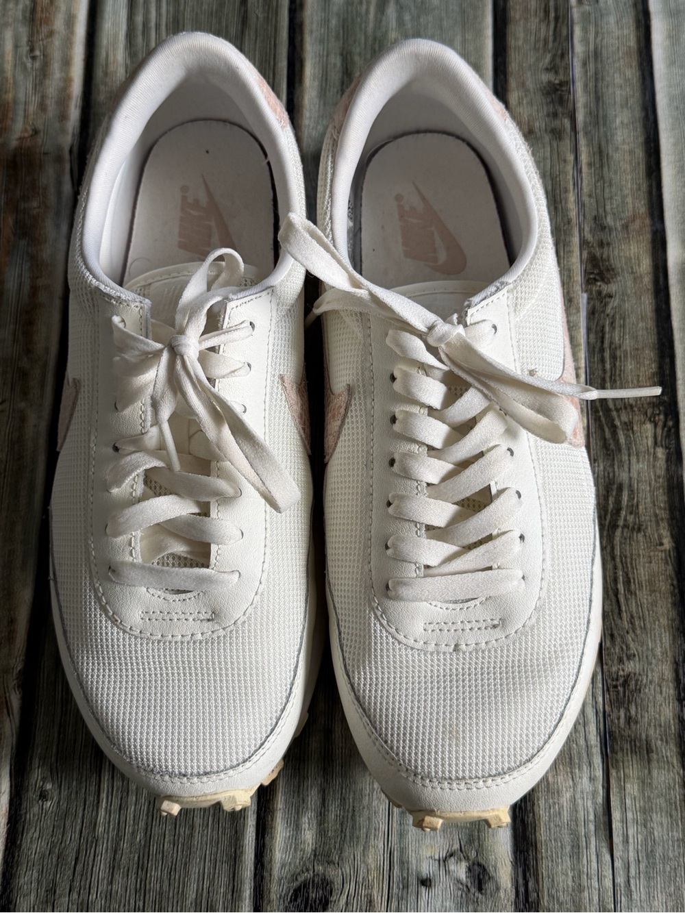 Nike Women's White Sneakers with Blush Pink, Faux Snakeskin Swoosh - Picture 6 of 7